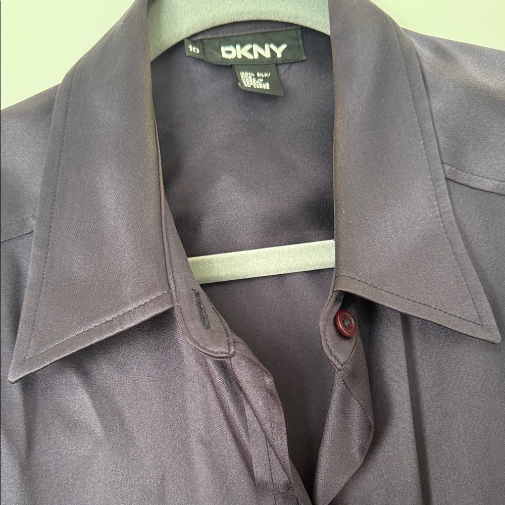 DKNY Women's Dark Purple Button Down Shirt - Picture 4 of 10